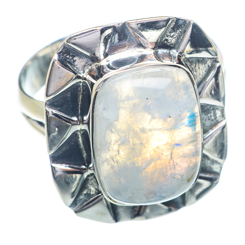 Rainbow Moonstone Rings handcrafted by Ana Silver Co - RING72257
