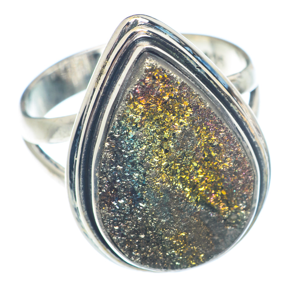 Spectro Pyrite Druzy Rings handcrafted by Ana Silver Co - RING72332