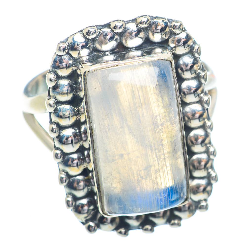 Rainbow Moonstone Rings handcrafted by Ana Silver Co - RING72336