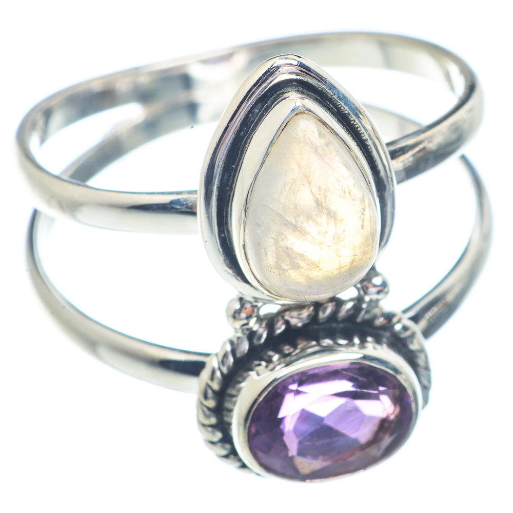 Rainbow Moonstone Rings handcrafted by Ana Silver Co - RING72369