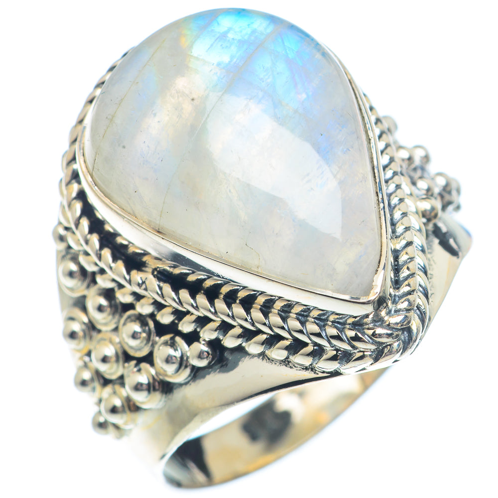 Rainbow Moonstone Rings handcrafted by Ana Silver Co - RING72374