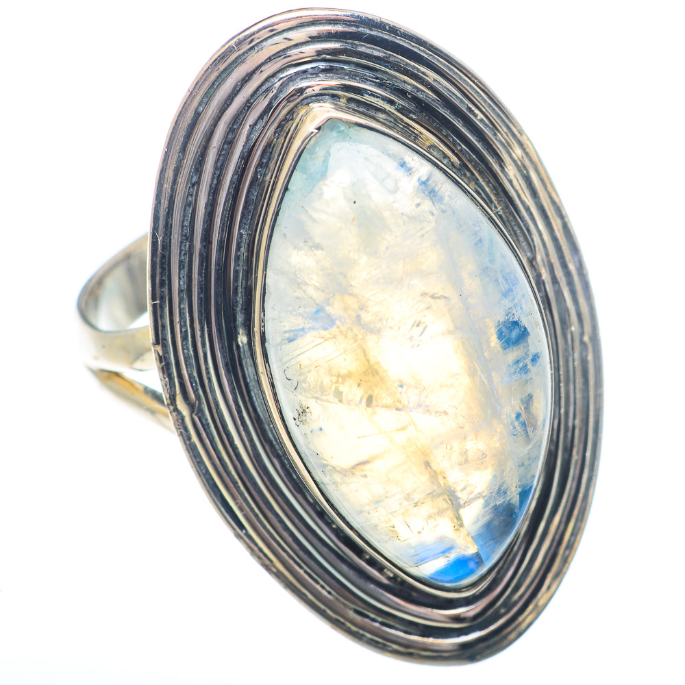 Rainbow Moonstone Rings handcrafted by Ana Silver Co - RING72394