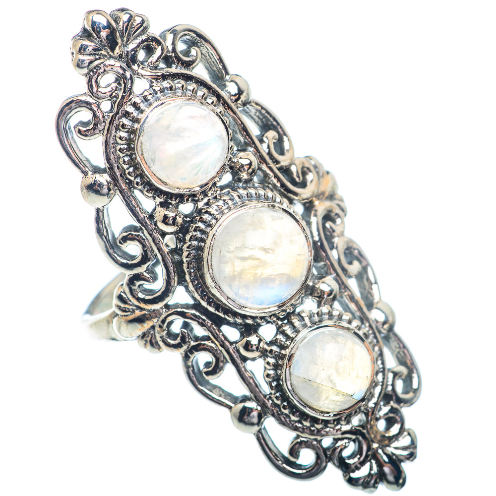 Rainbow Moonstone Rings handcrafted by Ana Silver Co - RING72399