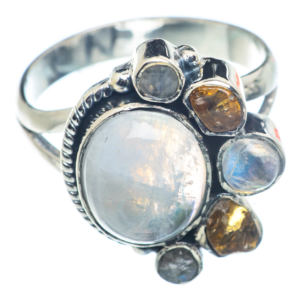 Rainbow Moonstone Rings handcrafted by Ana Silver Co - RING72484