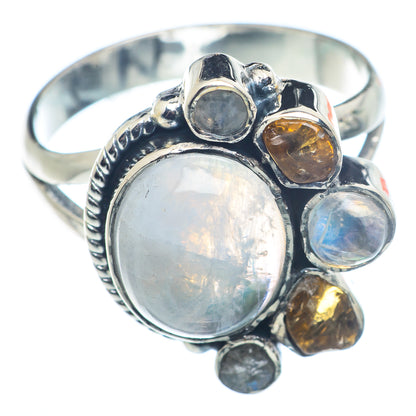 Rainbow Moonstone Rings handcrafted by Ana Silver Co - RING72484