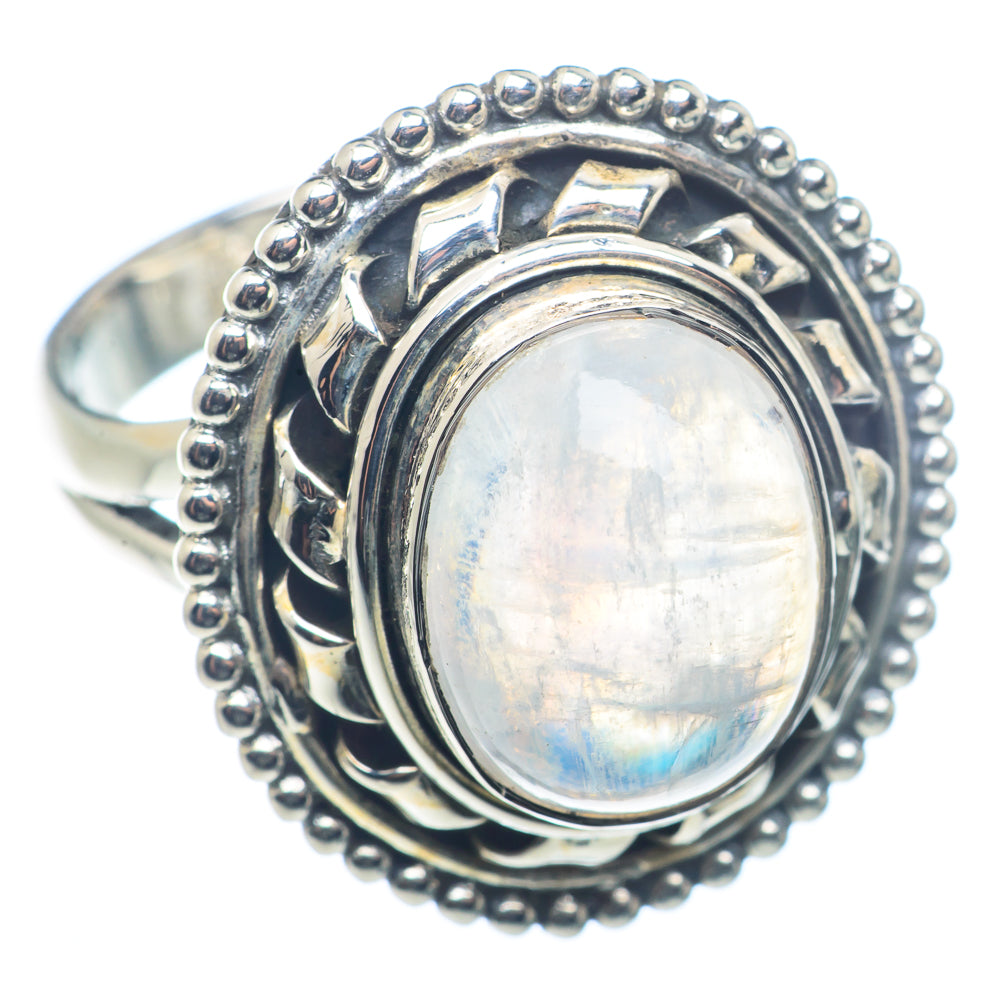 Rainbow Moonstone Rings handcrafted by Ana Silver Co - RING72504