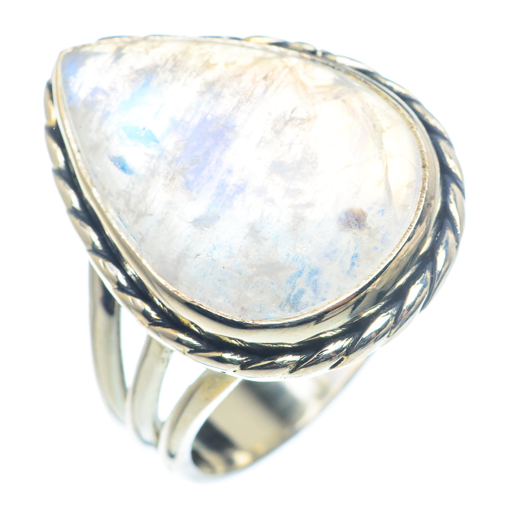Rainbow Moonstone Rings handcrafted by Ana Silver Co - RING72546