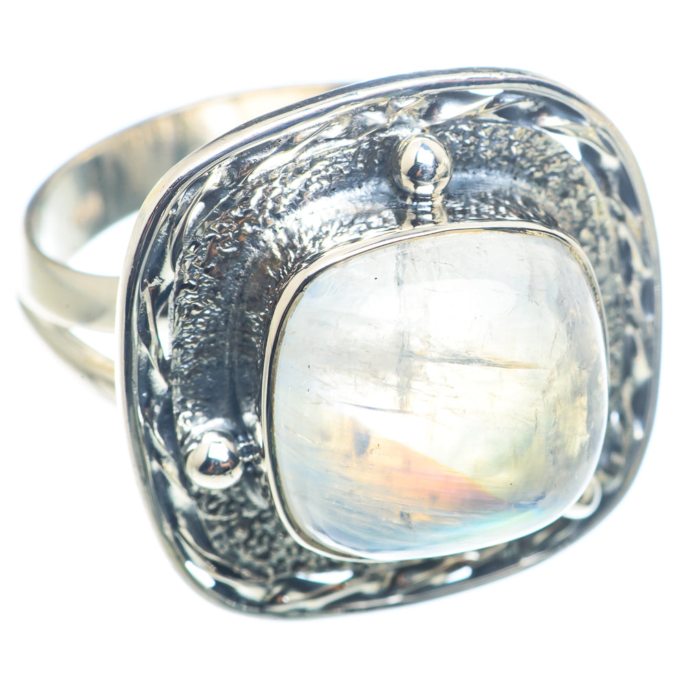 Rainbow Moonstone Rings handcrafted by Ana Silver Co - RING72585