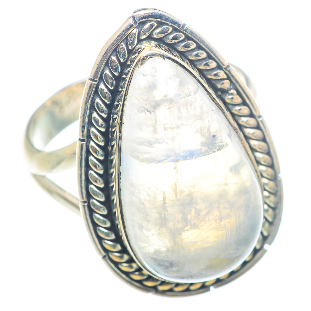 Rainbow Moonstone Rings handcrafted by Ana Silver Co - RING72587