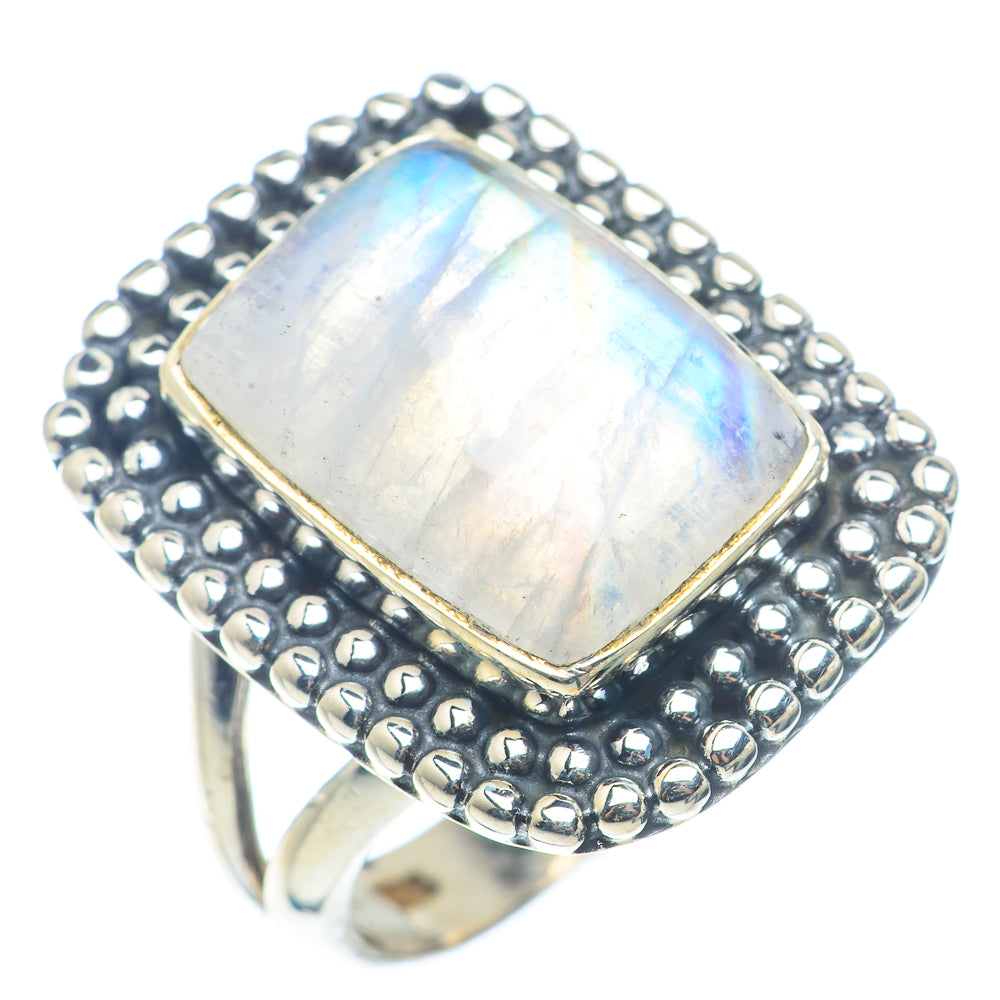 Rainbow Moonstone Rings handcrafted by Ana Silver Co - RING72623