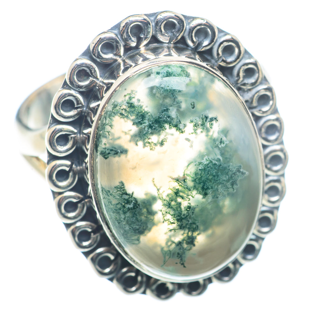 Green Moss Agate Rings handcrafted by Ana Silver Co - RING72680