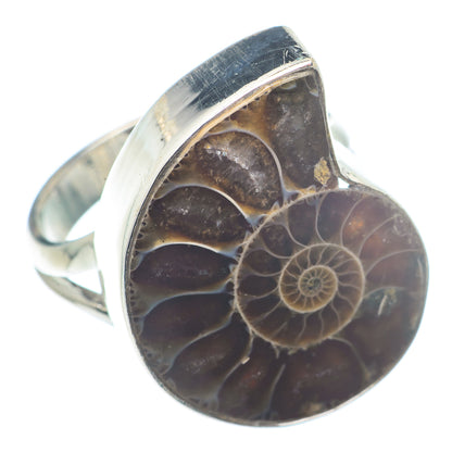 Ammonite Fossil Rings handcrafted by Ana Silver Co - RING72684