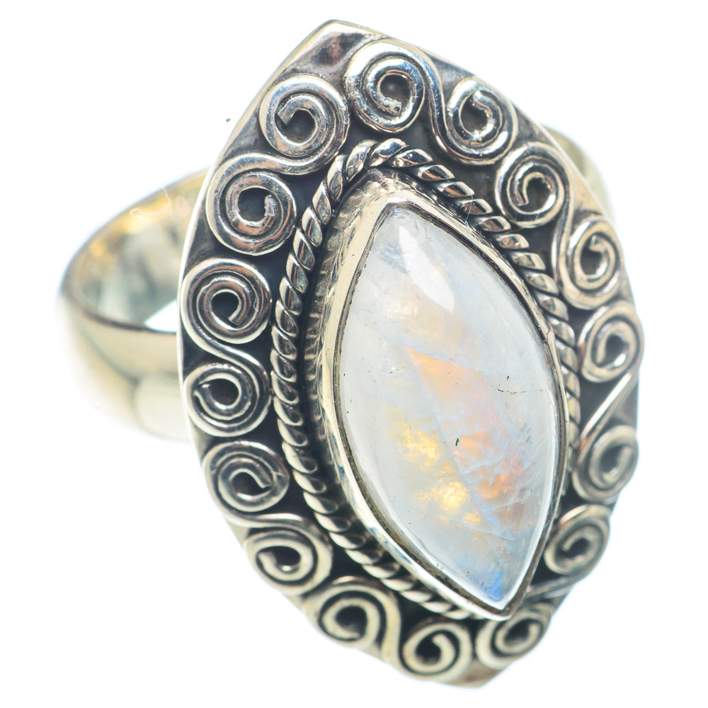 Rainbow Moonstone Rings handcrafted by Ana Silver Co - RING72702