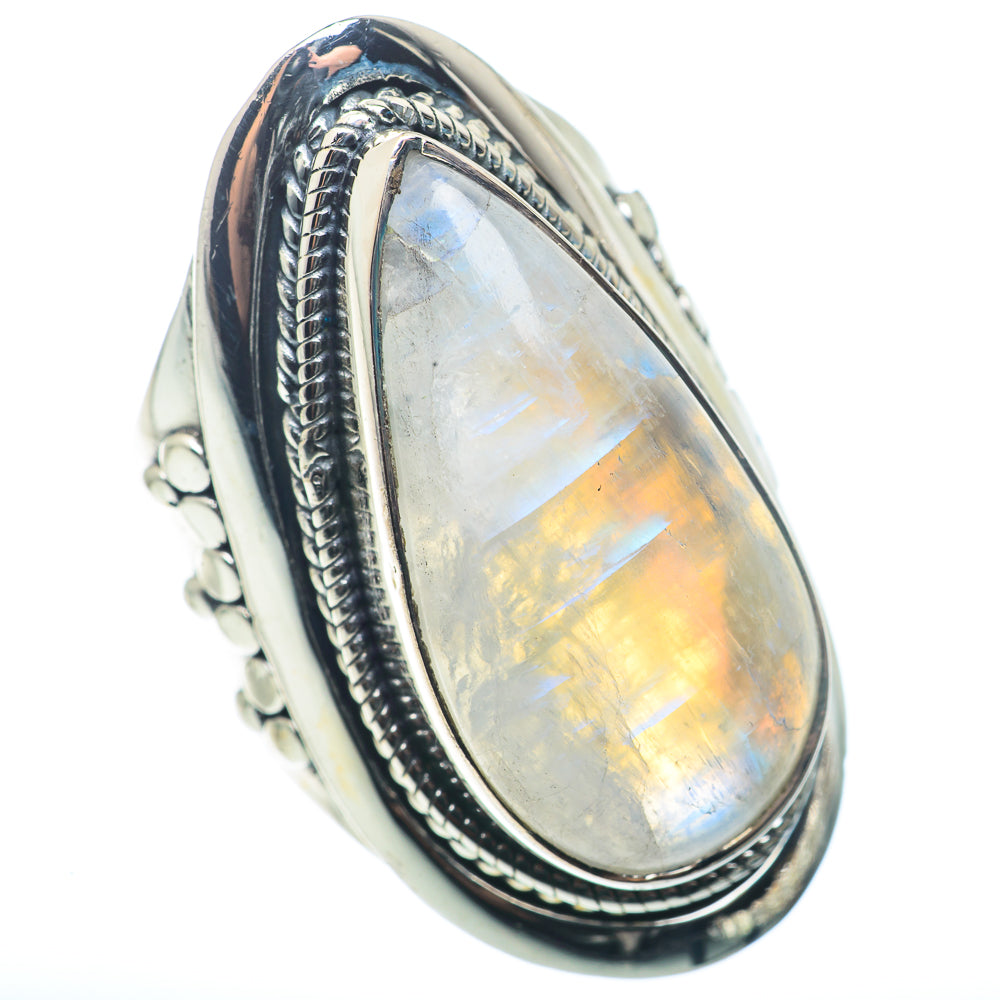 Rainbow Moonstone Rings handcrafted by Ana Silver Co - RING72745