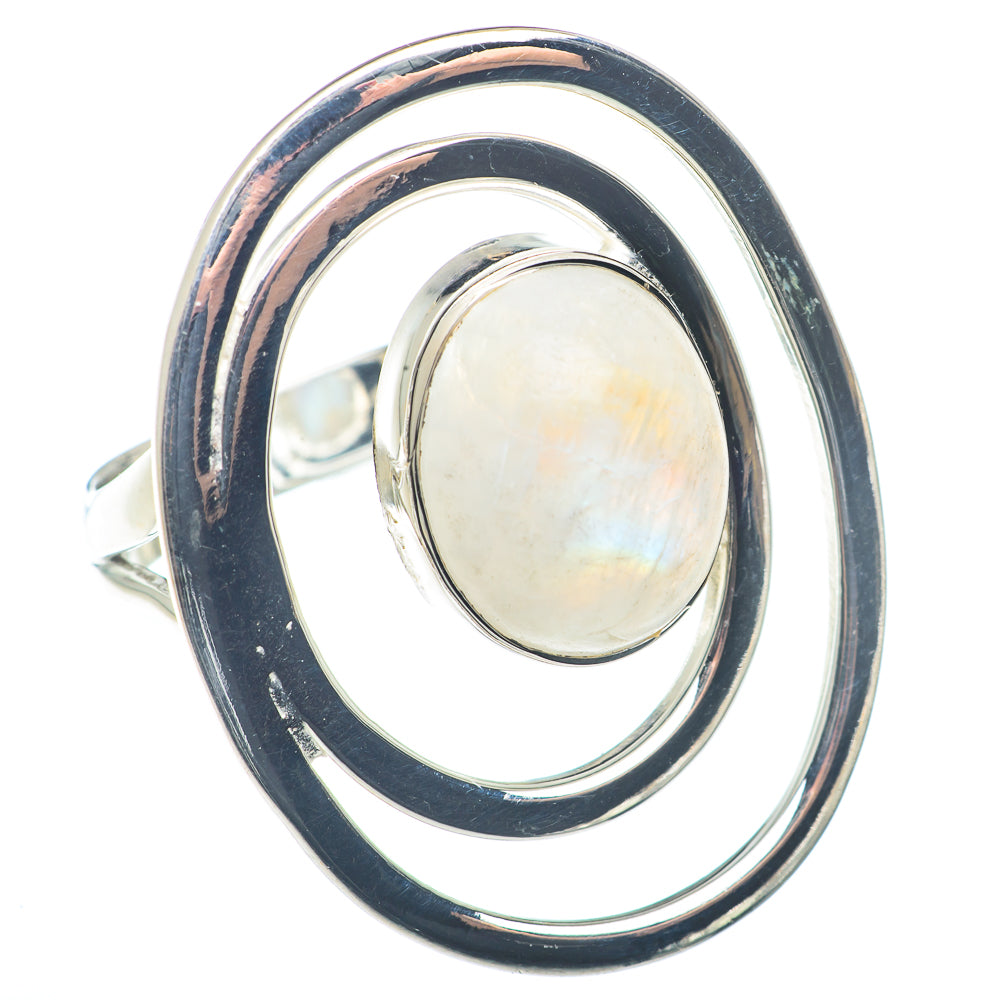 Rainbow Moonstone Rings handcrafted by Ana Silver Co - RING72747