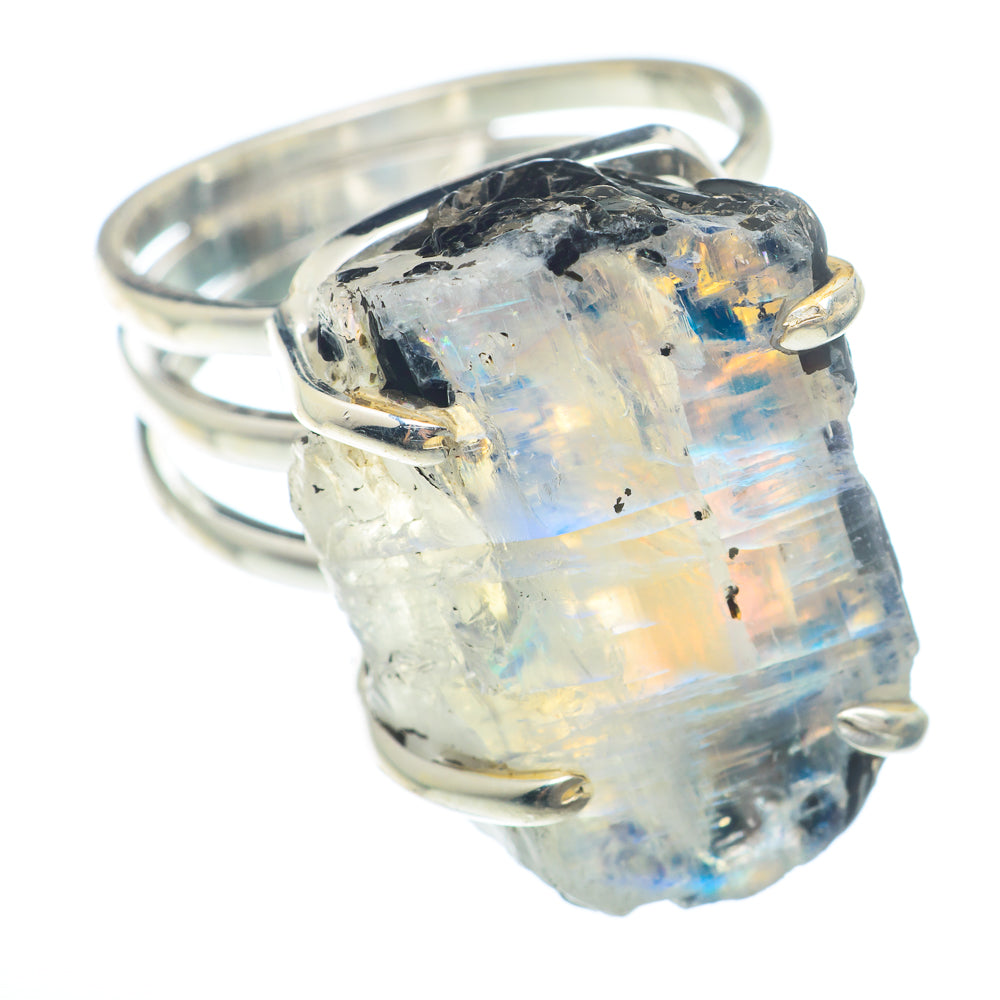 Rainbow Moonstone Rings handcrafted by Ana Silver Co - RING72778