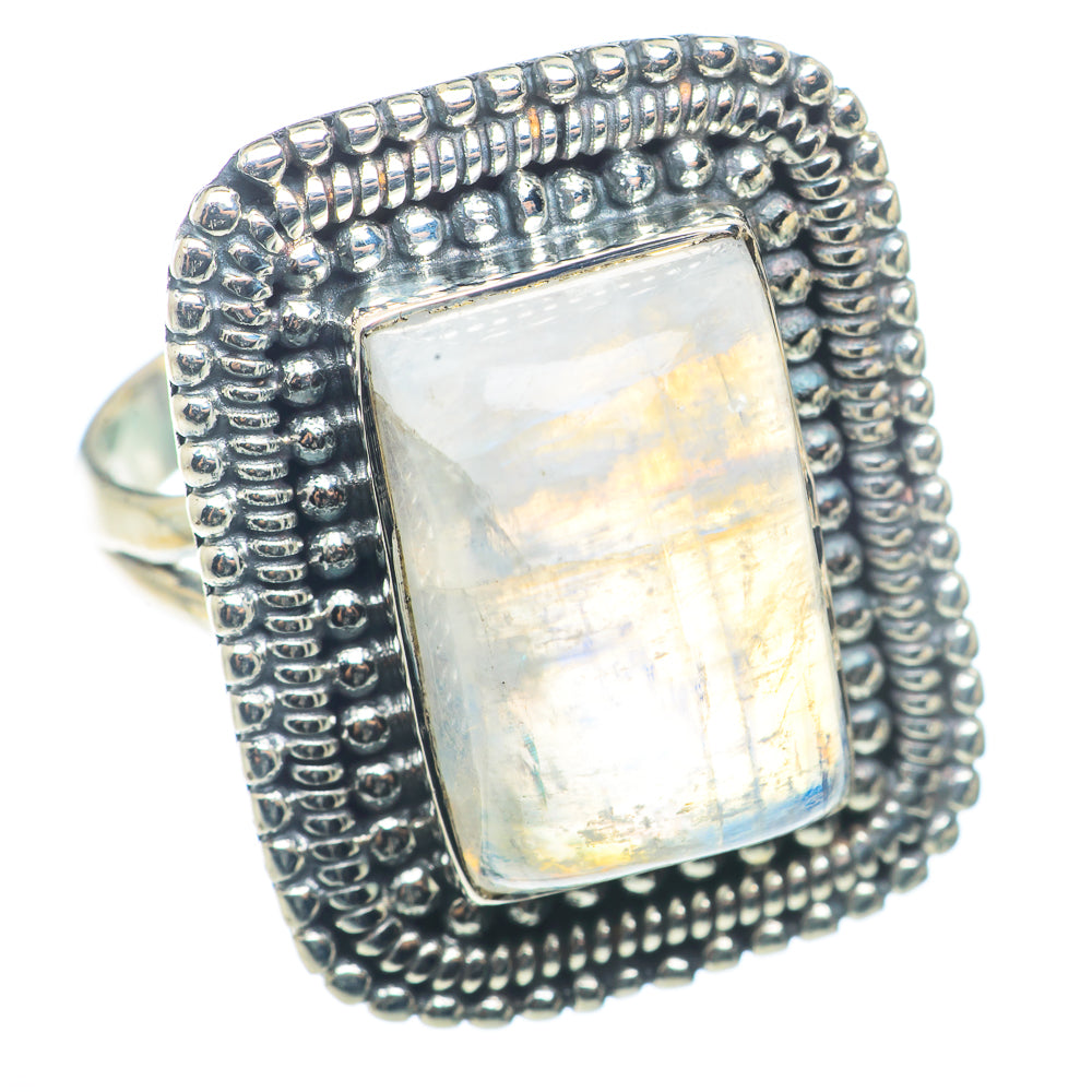 Rainbow Moonstone Rings handcrafted by Ana Silver Co - RING72781