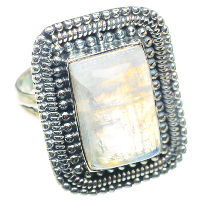Rainbow Moonstone Rings handcrafted by Ana Silver Co - RING72781