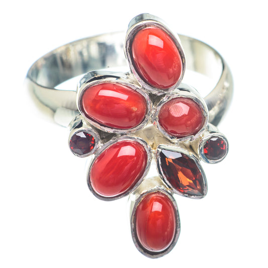 Red Coral Rings handcrafted by Ana Silver Co - RING72867