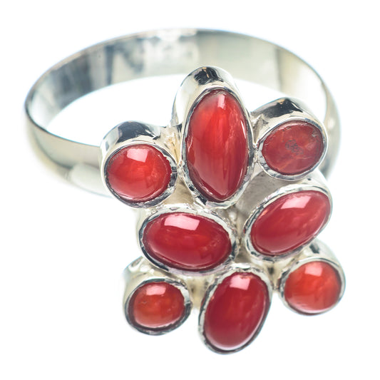 Red Coral Rings handcrafted by Ana Silver Co - RING72868
