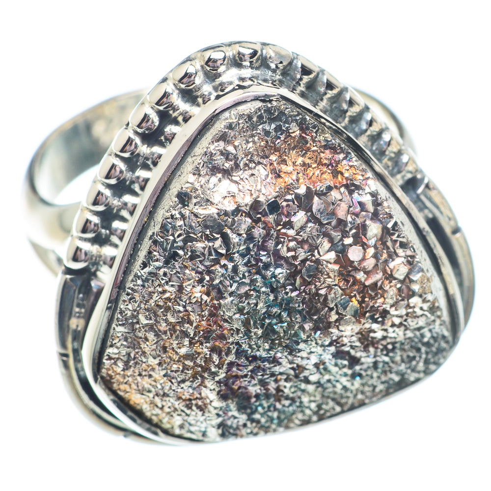Spectro Pyrite Druzy Rings handcrafted by Ana Silver Co - RING72872