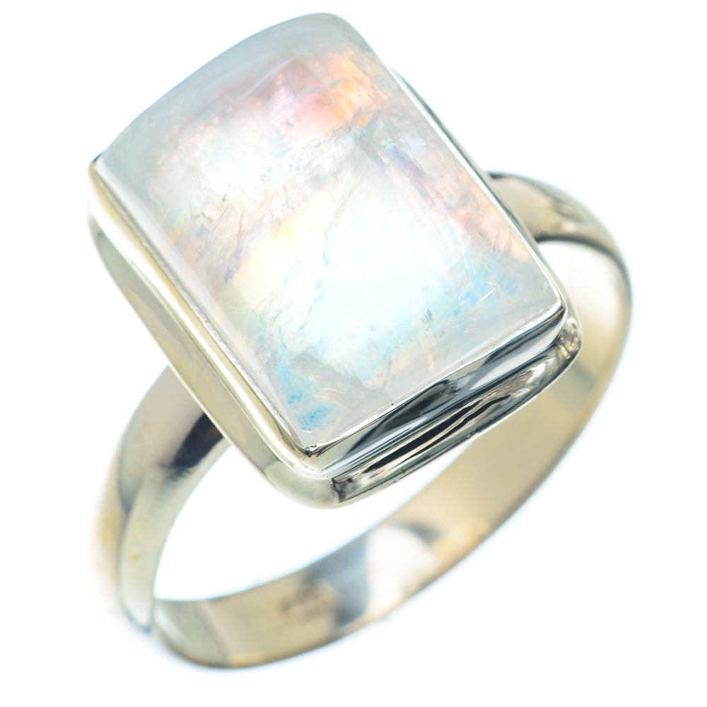 Rainbow Moonstone Rings handcrafted by Ana Silver Co - RING72878