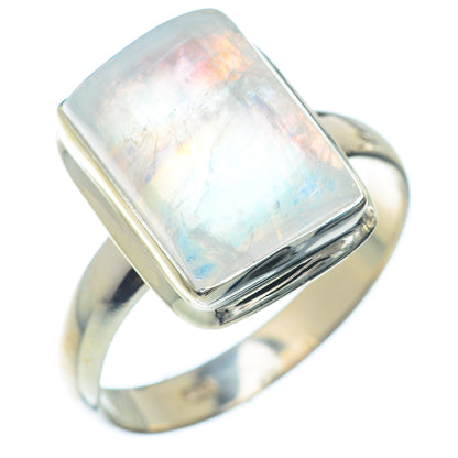 Rainbow Moonstone Rings handcrafted by Ana Silver Co - RING72878