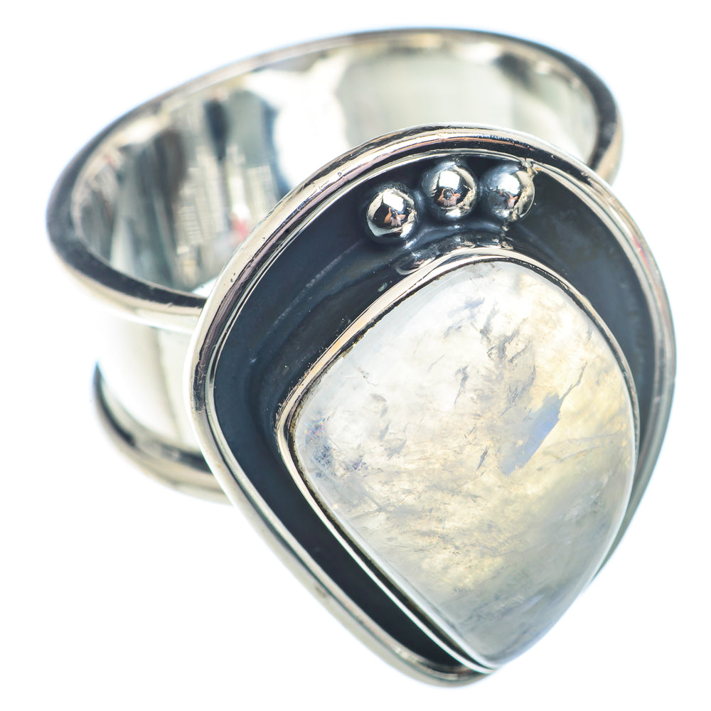 Rainbow Moonstone Rings handcrafted by Ana Silver Co - RING72919