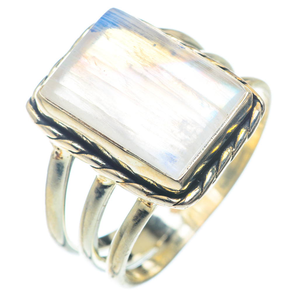 Rainbow Moonstone Rings handcrafted by Ana Silver Co - RING72922
