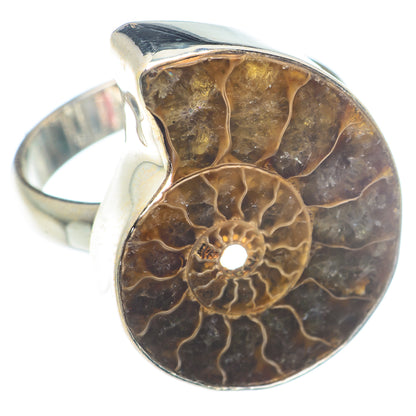 Ammonite Fossil Rings handcrafted by Ana Silver Co - RING72943