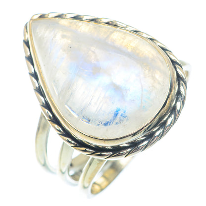 Rainbow Moonstone Rings handcrafted by Ana Silver Co - RING73004