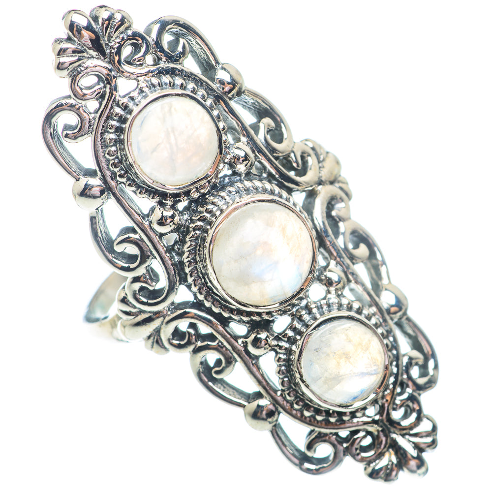 Rainbow Moonstone Rings handcrafted by Ana Silver Co - RING73082