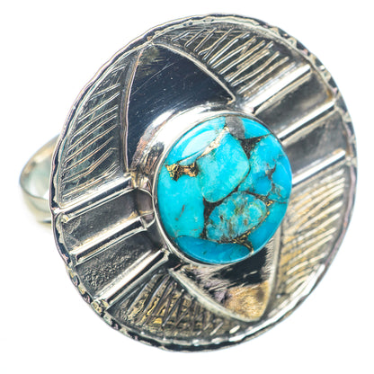 Blue Copper Composite Turquoise Rings handcrafted by Ana Silver Co - RING73096