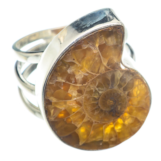 Ammonite Fossil Rings handcrafted by Ana Silver Co - RING73107