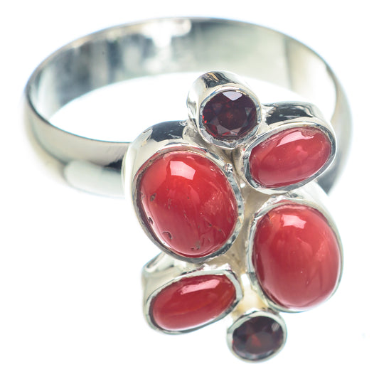 Red Coral Rings handcrafted by Ana Silver Co - RING73162