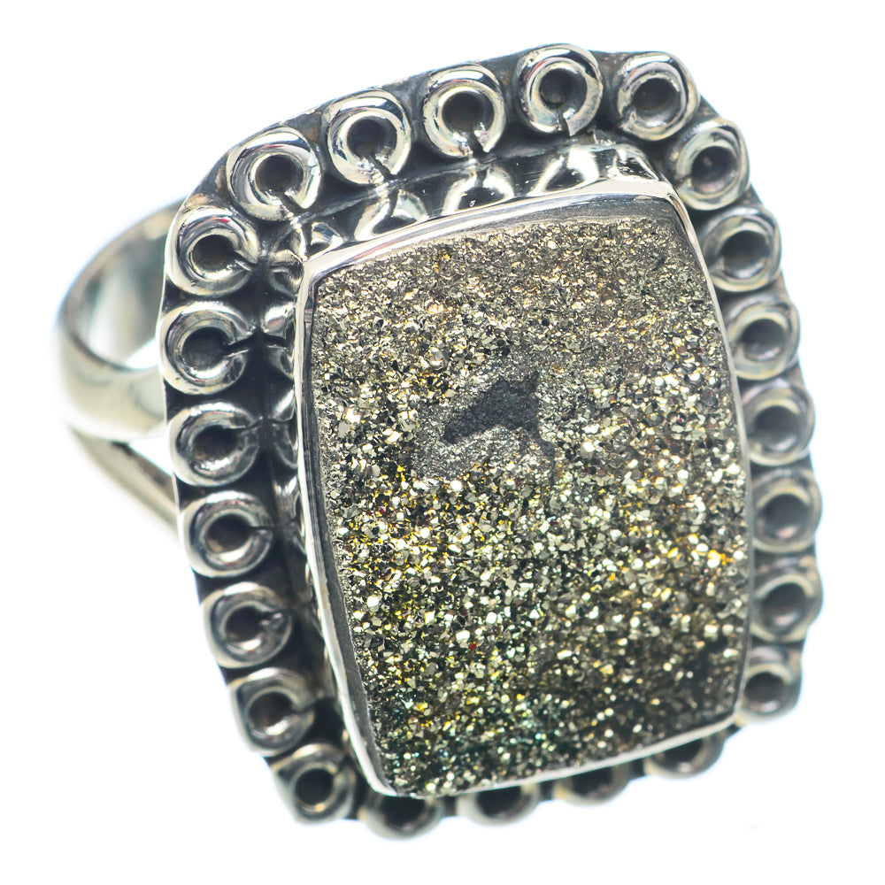 Spectro Pyrite Druzy Rings handcrafted by Ana Silver Co - RING73167
