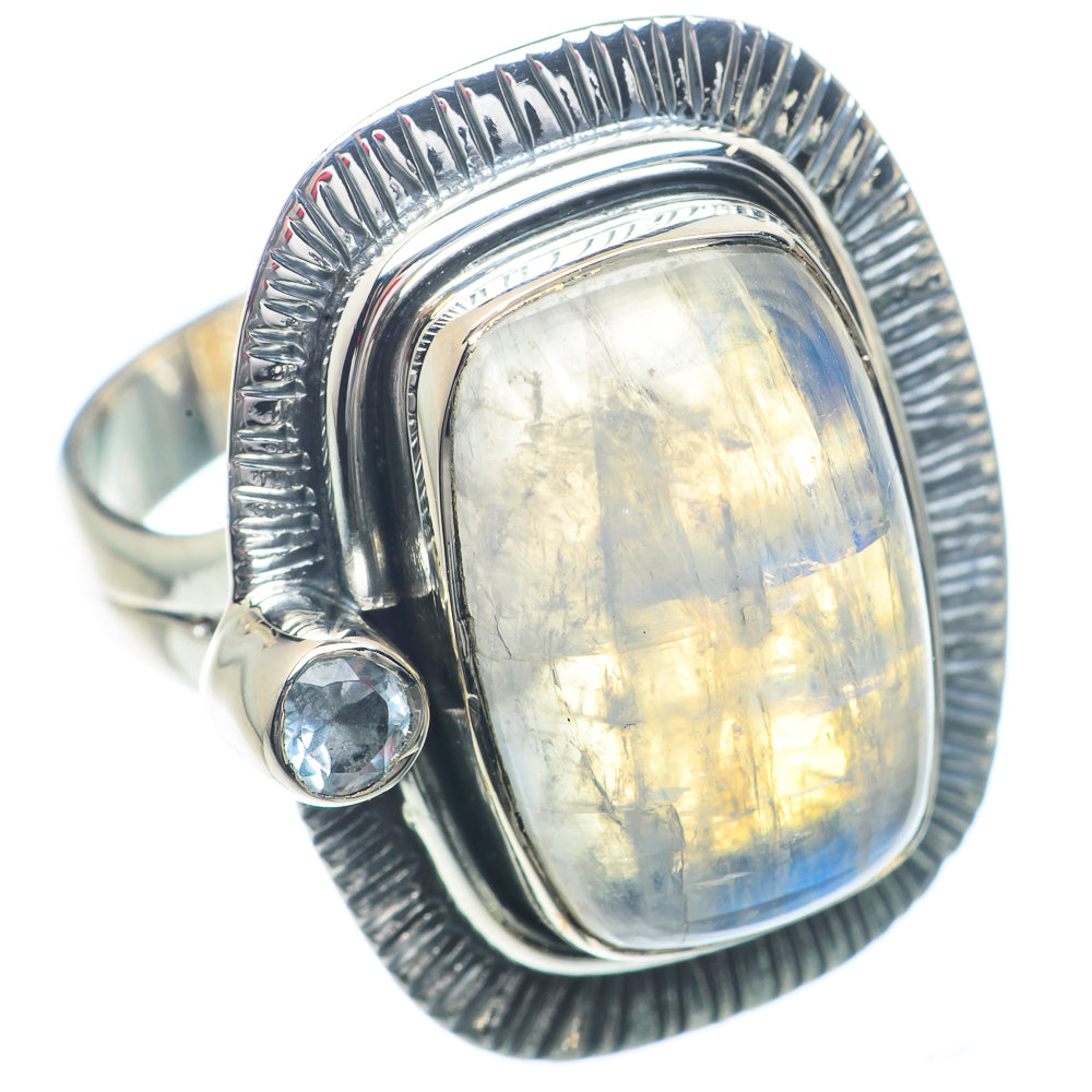 Rainbow Moonstone Rings handcrafted by Ana Silver Co - RING73172