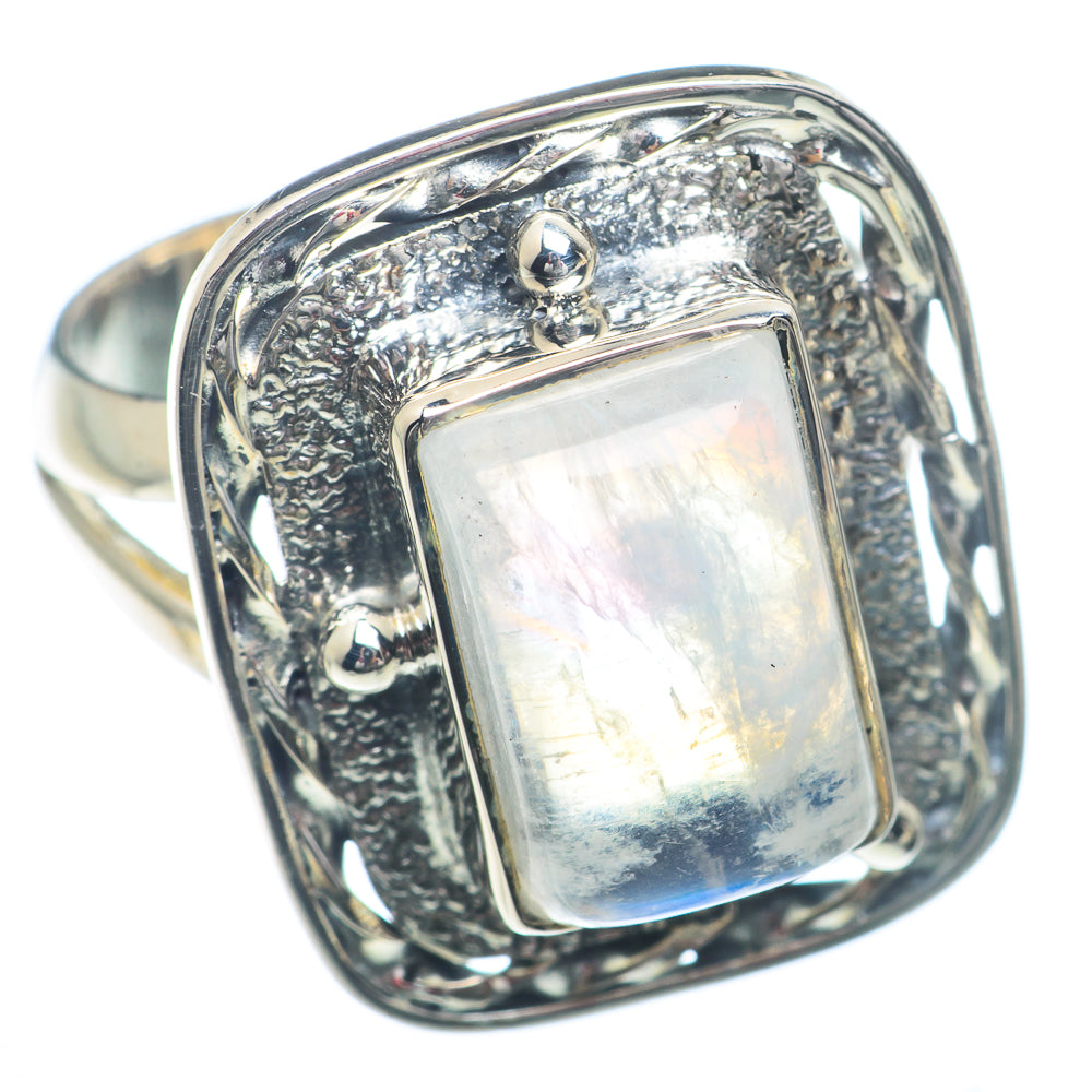 Rainbow Moonstone Rings handcrafted by Ana Silver Co - RING73176
