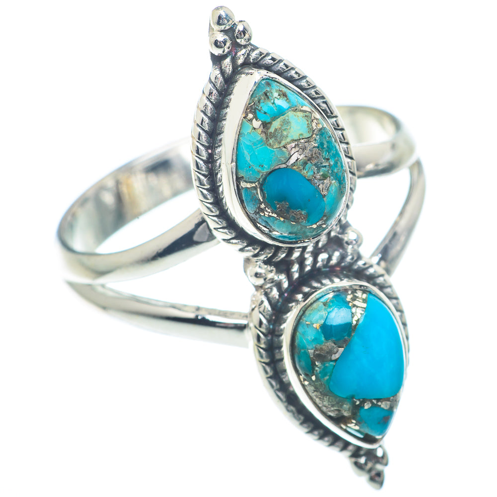 Blue Copper Composite Turquoise Rings handcrafted by Ana Silver Co - RING73188