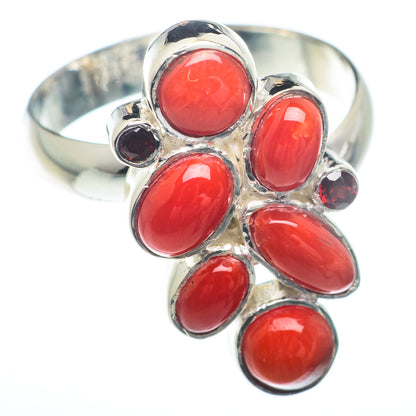 Red Coral Rings handcrafted by Ana Silver Co - RING73206