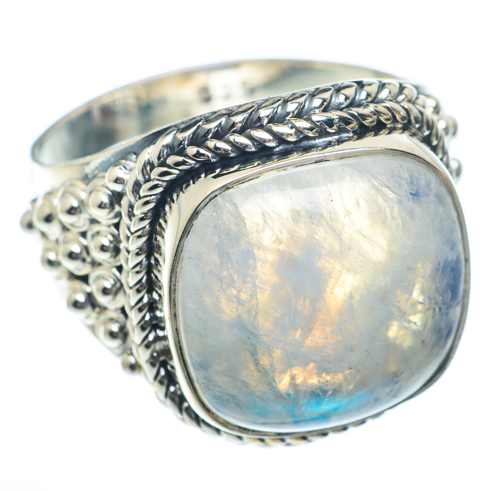 Rainbow Moonstone Rings handcrafted by Ana Silver Co - RING73221