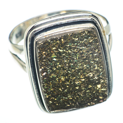 Spectro Pyrite Druzy Rings handcrafted by Ana Silver Co - RING73254