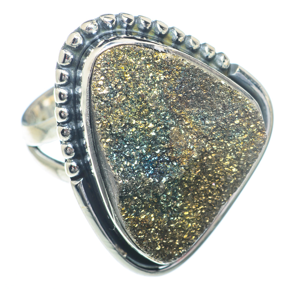 Spectro Pyrite Druzy Rings handcrafted by Ana Silver Co - RING73294