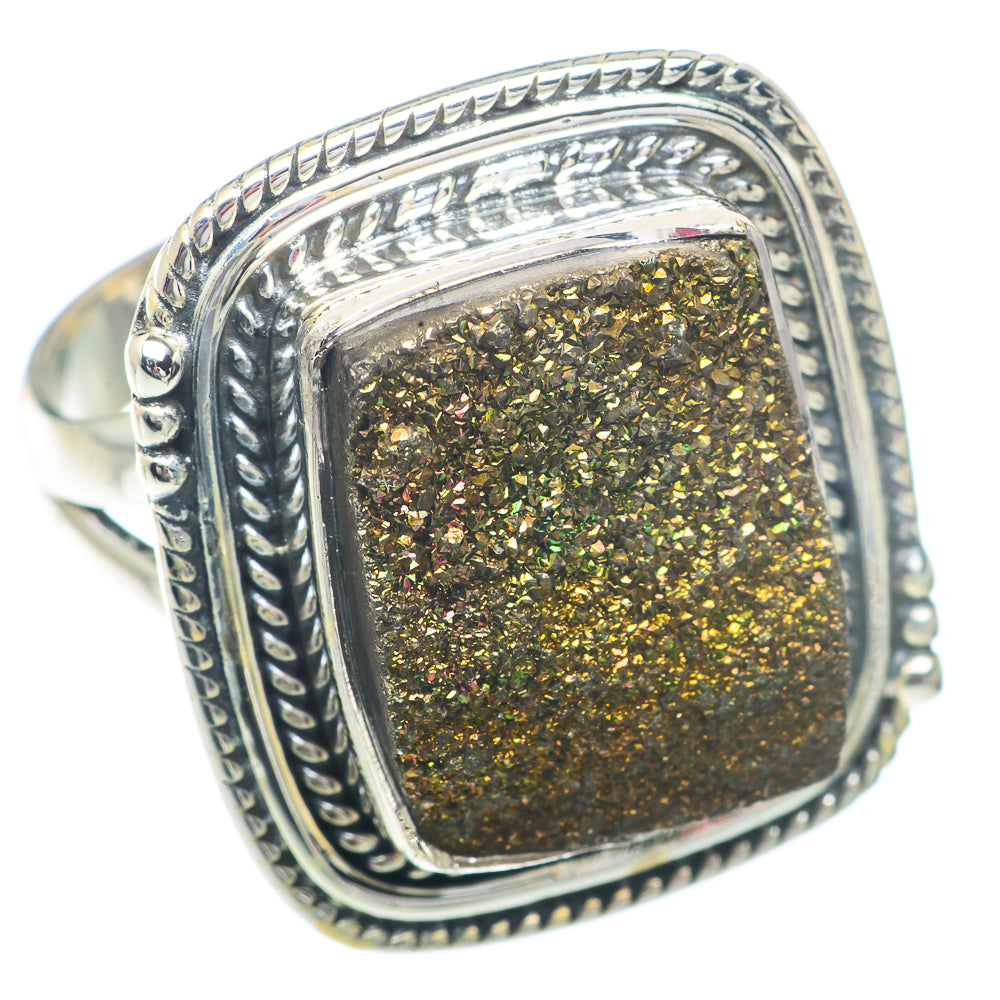 Spectro Pyrite Druzy Rings handcrafted by Ana Silver Co - RING73328