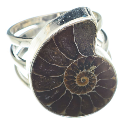 Ammonite Fossil Rings handcrafted by Ana Silver Co - RING73354