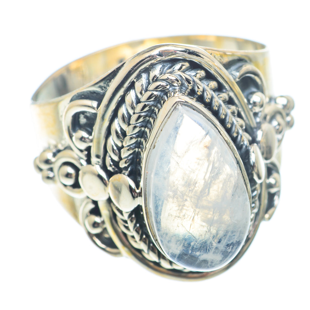 Rainbow Moonstone Rings handcrafted by Ana Silver Co - RING73373
