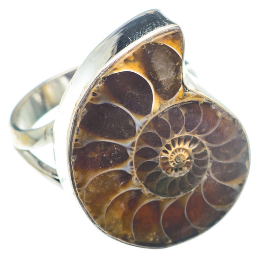 Ammonite Fossil Rings handcrafted by Ana Silver Co - RING73392