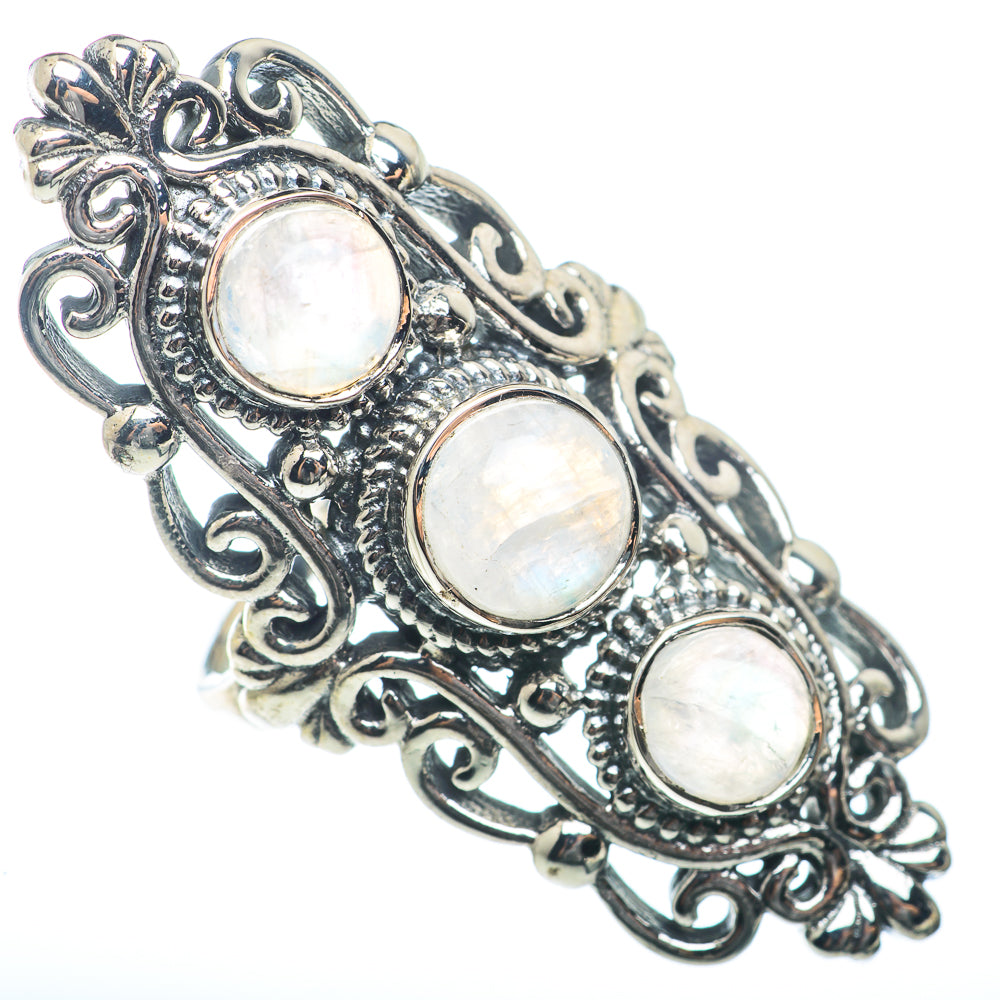 Rainbow Moonstone Rings handcrafted by Ana Silver Co - RING73407