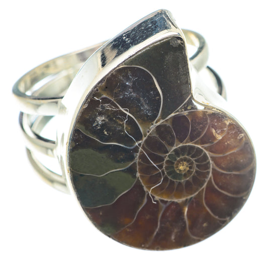 Ammonite Fossil Rings handcrafted by Ana Silver Co - RING73429