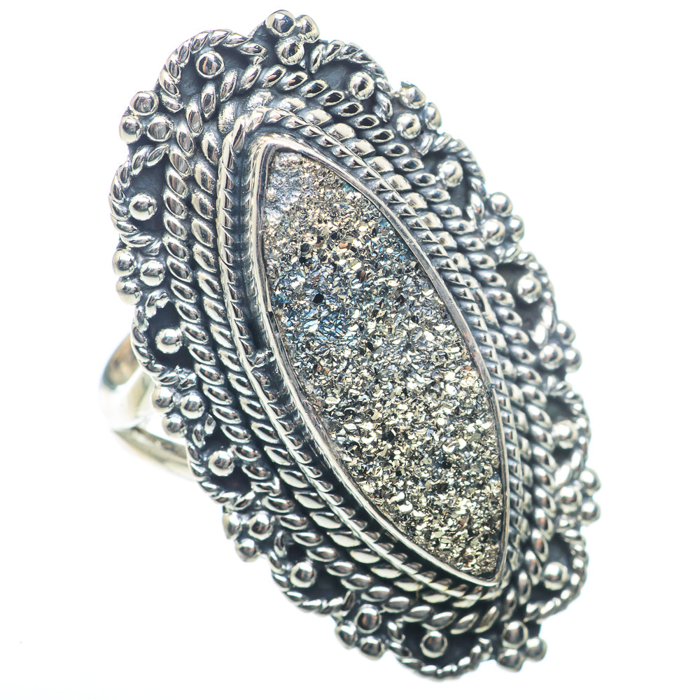 Spectro Pyrite Druzy Rings handcrafted by Ana Silver Co - RING73440